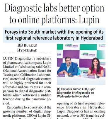 Diagnostic labs better option to online platforms: Lupin